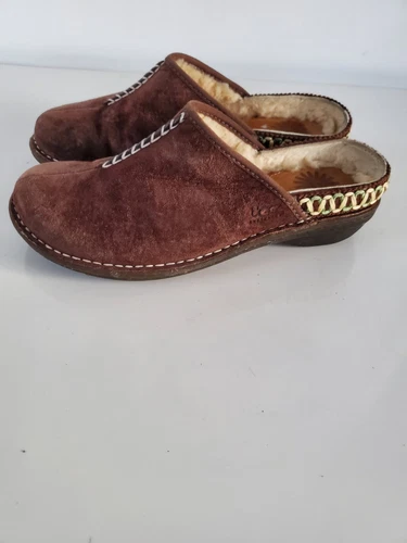 Scarpe Mules UGG Kohala 5177 Espresso Marrone Foderate in Pelliccia di Cesoia Zeppa Taglia 8 Zoccoli