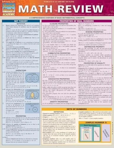 Math Review: a QuickStudy Laminated Reference Guide (Quick Study: Academic)