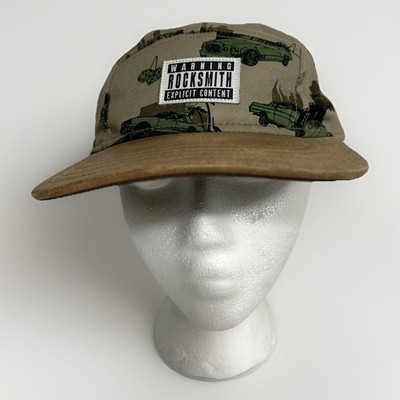 Rocksmith 5 Panel Strapback Hat Beige Leather Brim Cotton Crown Explicit Content