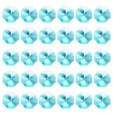 30 Pack K9 Crystal Octagon Beads 2 Holes 14mm Chandelier Prisms Clear Blue