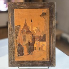 Magnifique Marqueterie Signé Malcourant Années 50 Tableau