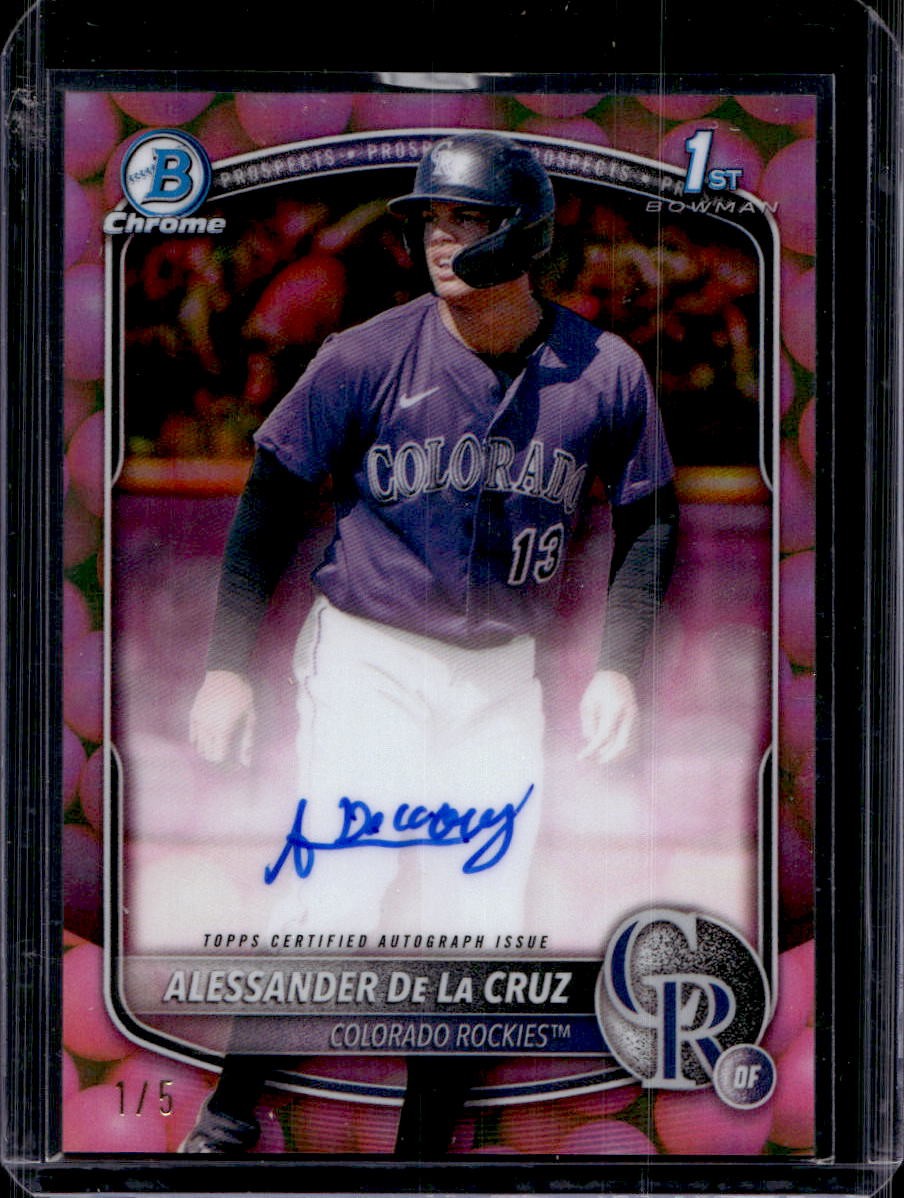 Alessander De La Cruz 2025 Bowman Chrome #CPA-AD Bubble Gum Auto #1/5