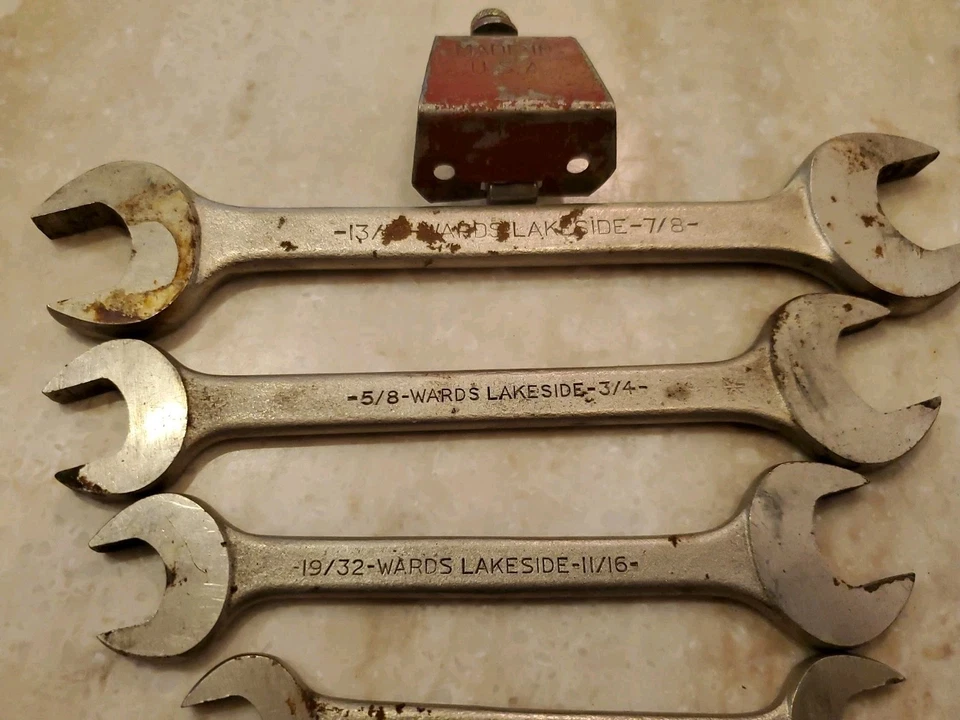 复古 Wards Lakeside 5 件套开口扳手套装美国带红色扣  — 第 4/4 张图片