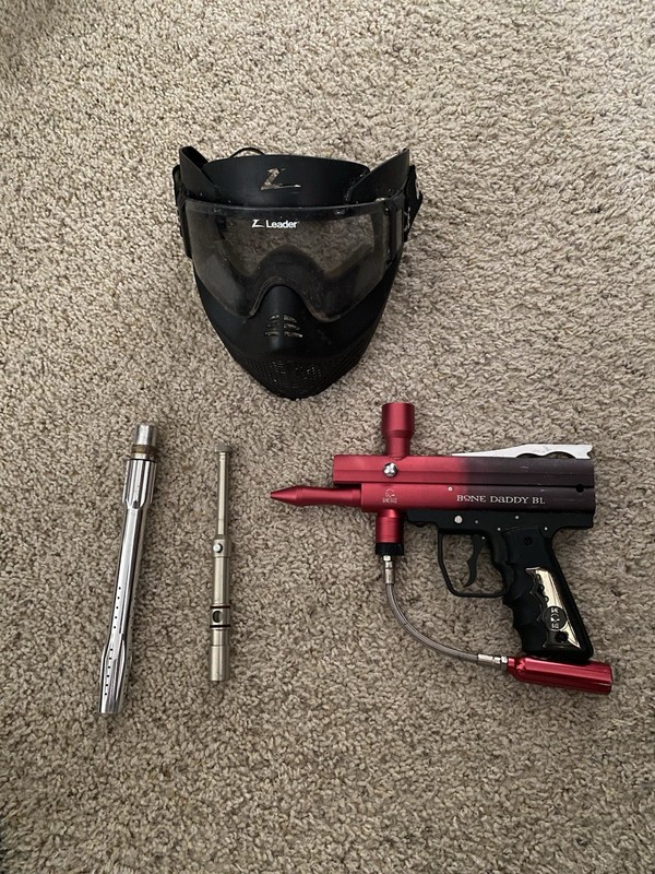 Bone Daddy BL Paintball with Mask and Barrel Untested for Parts