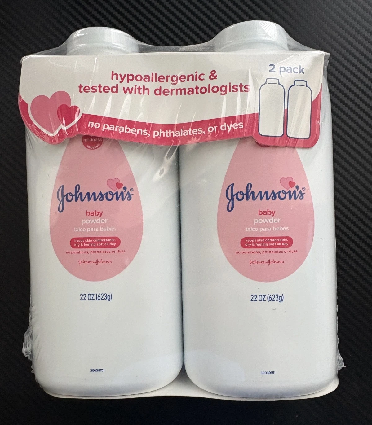 Johnson & Johnson Original Formula Talc Baby Powder Twin Pack 44 oz Total SEALED