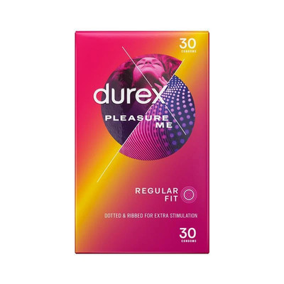 Durex Pleasure me Regular fit 56mm Dotted and Ribbed  30 Condoms Bulk