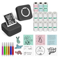 Sticker Printer - Print Pod 2.0 Mini Printer with 14 Rolls Sticky Paper, Ther...