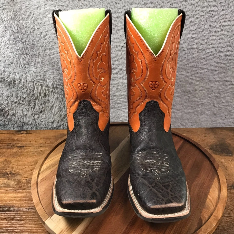 Ariat Youth Quickdraw Botas Occidentales Niños 6 Chocolate/Mandarín Puntera Cuadrada Vaquero Foto 4 de 4