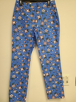 ODEEH cotton floral print high rise tapered ankle length pants size 34