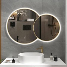Enso Brushed Brass Backlit LED Illuminated Framed Round Bathroom Mirror