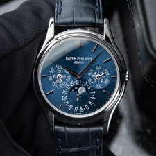 Patek Philippe Perpetual Calendar 5140P-001 UNWORN 2012 Platinum Blue Set Watch