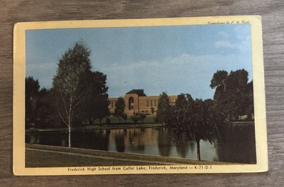 Vintage Postcard Frederick High School Frederick, Maryland Culler Lake