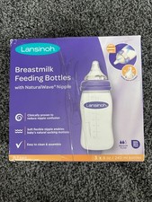 Lansinoh Breastmilk Medium Flow Feeding Bottles w Naturalwave Nipple Set of 3