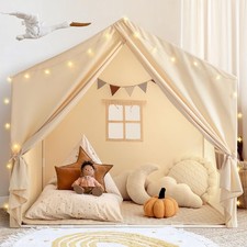 Kids Play Tent with Padded Mat, Large Kids Tent Indoor Play Cottage, Play Hou...