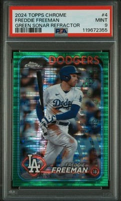2024 TOPPS CHROME GREEN SONAR REFRACTOR #4 FREDDIE FREEMAN 49/99 PSA 9
