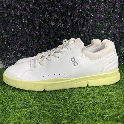 On The Roger Advantage Men's Size 12.5 White Hay Leather Running Shoes Sneakers