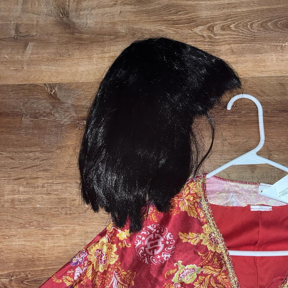 Fantasia de Halloween gueixa adulta quimono, cinto Obi, peruca e ventilador tamanho 12-14 - Imagem 4 de 4