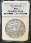 2008-W Burnished Silver American Eagle NGC MS 70 Early Releases