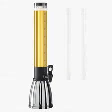 Oggi Beer & Beverage Tower, Ez-Pour Spigot 2 Removable Ice Tubes Drink Dispenser