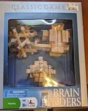 Cardinal Wood Brain Benders 3-D Puzzles Solving Diagram Wooden Puzzle 3 Puzzles