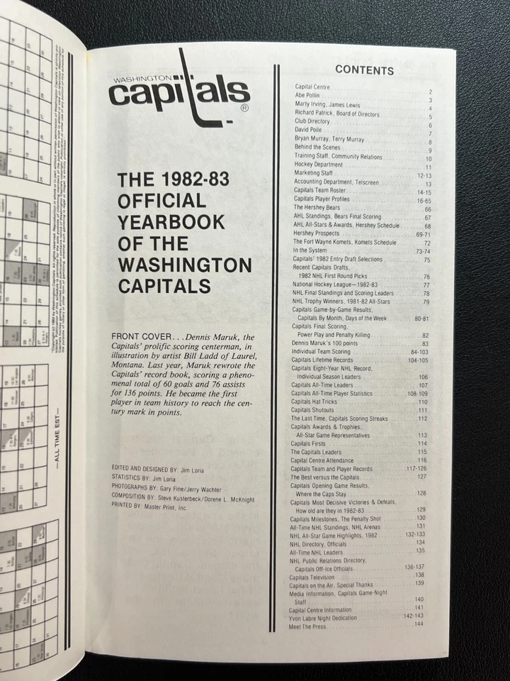 1982-83 Washington Capitals Hockey Team Yearbook NHL Media Guide M. Gartner VTG! - Image 2 of 3