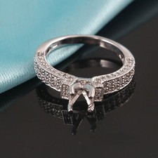 Semi Mount Ring Stone Setting Size 6X6 MM Round Shape 925 Sterling Silver Ring