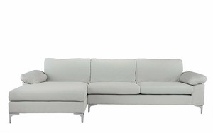 Details About Contemporary Modern L Shape Couch In Linen Upholstery Wide Chaise Sofa Beige