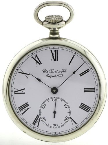 Chs. Tissot & Fils Depuis 1853 offene Taschenuhr 800er Silber Ø49,5mm Moeris 825