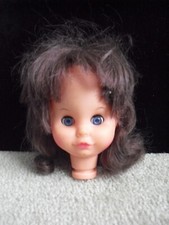 Vintage 1963 Vinyl Uneeda Girl Doll Head with Sleepy Eyes 5" Tall