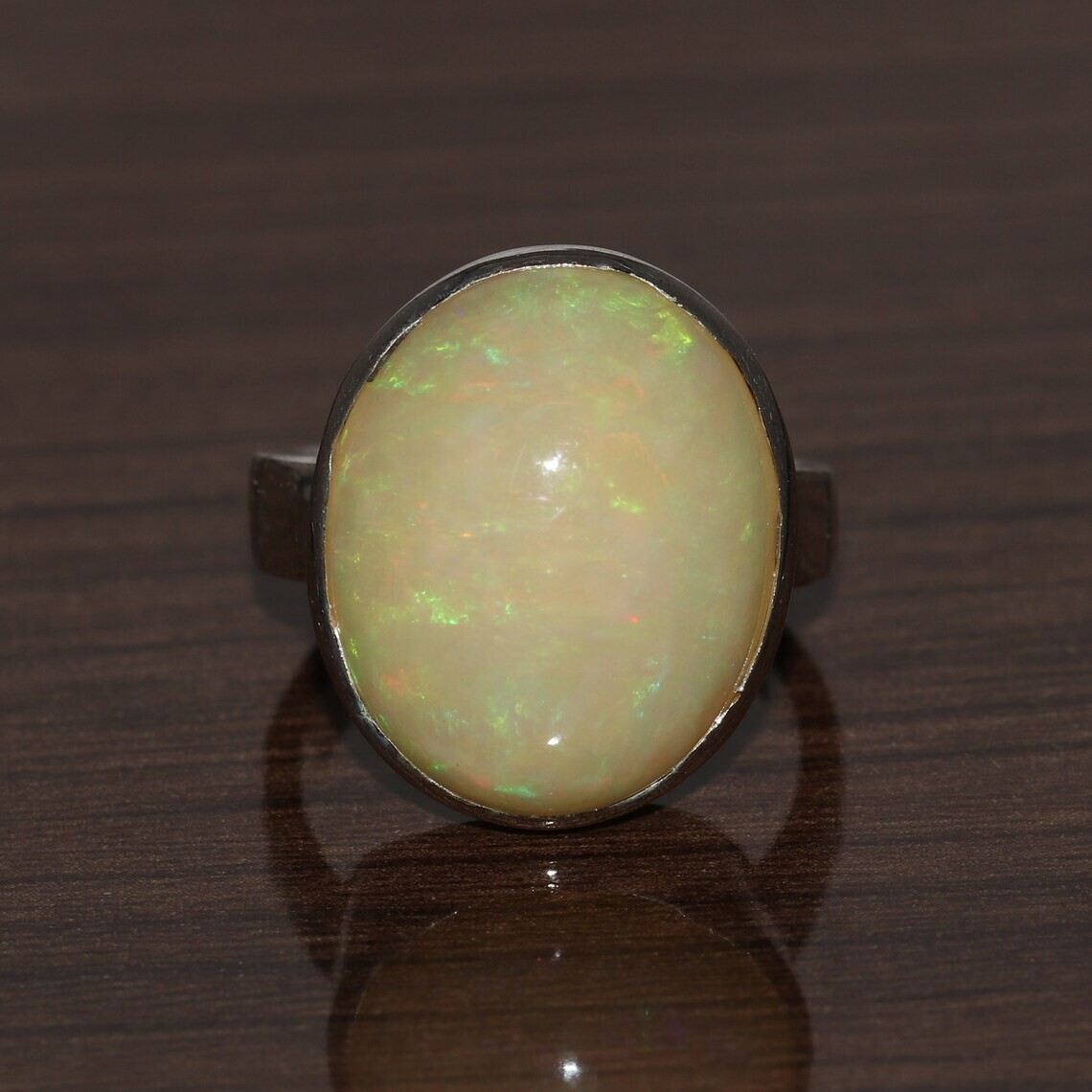 15 Ct Natural Australian Fire Opal Ring Great Fire Certified ! Unisex