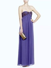 Ted Baker Purple ELTTI Strapless Beaded Sequins Maxi Dress Gown. Size 1 - UK 8