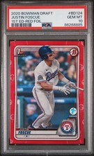 2020 Bowman Draft Justin Foscue Red 1st Edition • 4/5 • #BD-124 • PSA 10