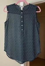 H&M Top Blue Sunburst Bohemian Gypsy Sun Whimsical Women's 6 Small