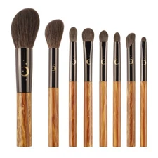 8 Pc Essentials Brush Collection Natural Hair Powder/Blush/Blender Brushes