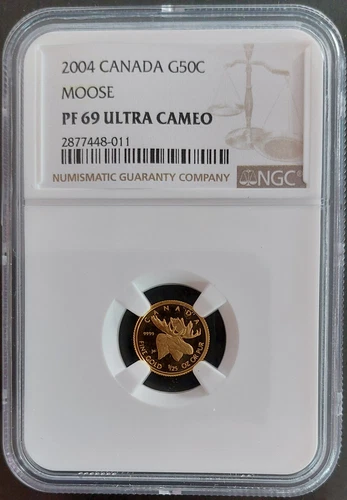 2004 CANADA Proof Gold 50c Coin MAJESTIC MOOSE  NGC PF69 Rare, Only 3 Finer!