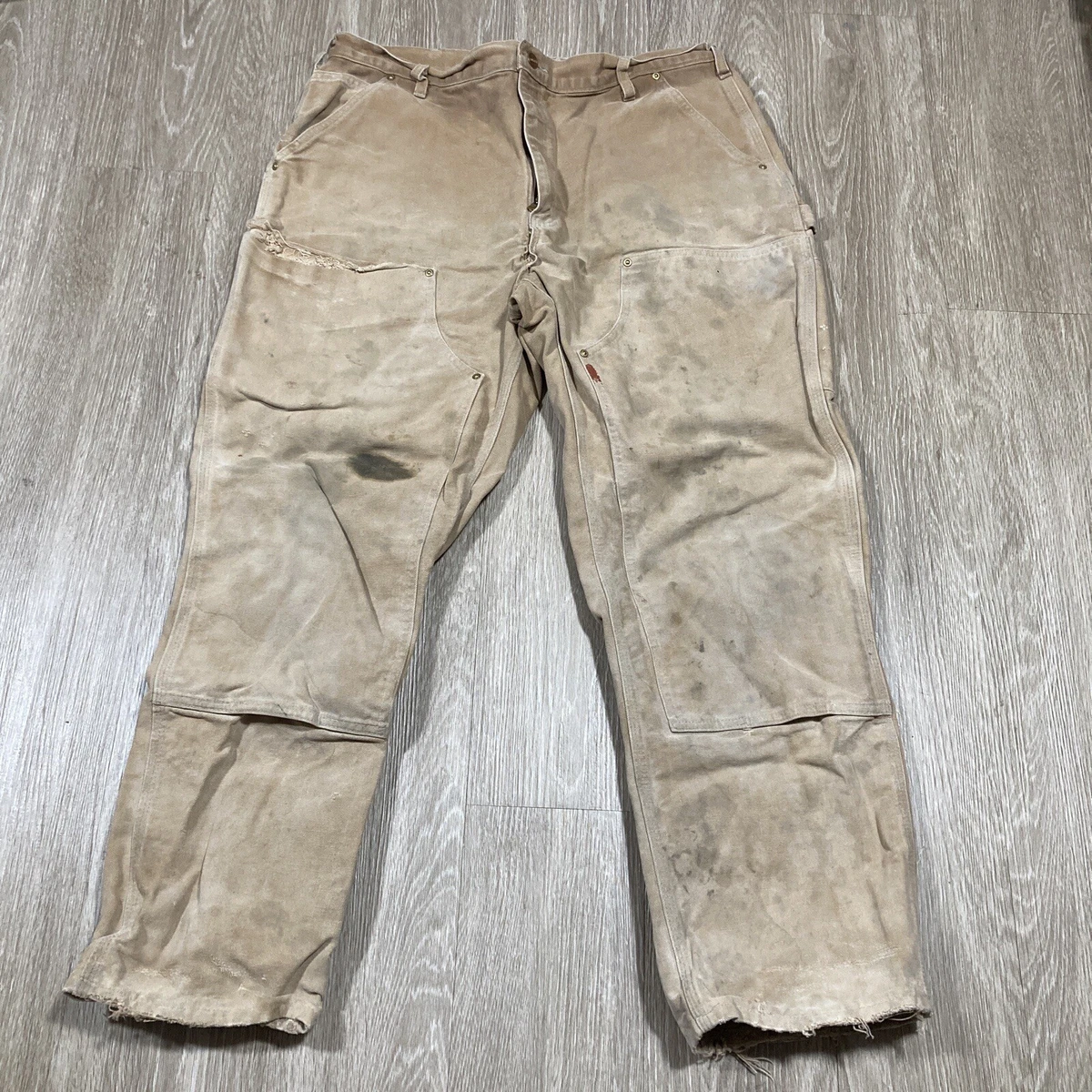 Vintage Carhartt Pants Distressed 38x30 90s Workwear Double Knee Denim Jeans
