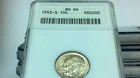 SILVER 1953-S ANACS MS66 ROOSEVELT PRICE LIST $30.00 NOT COUNTING CERTIFIED SLAB