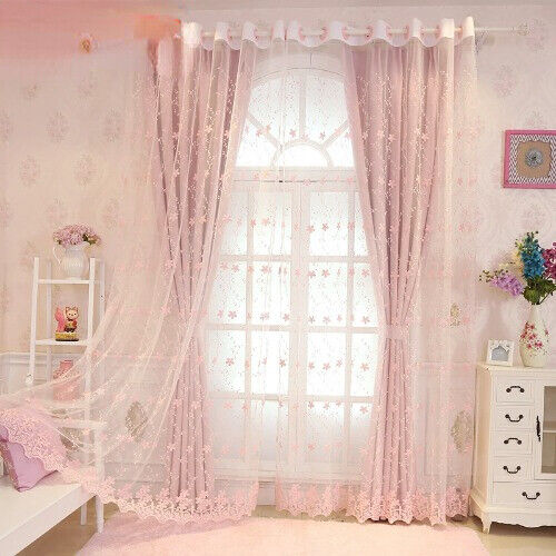 Pastoral Blackout Princess Curtains for Windows Sheer Tulle Romantic Screen - Picture 1 of 31