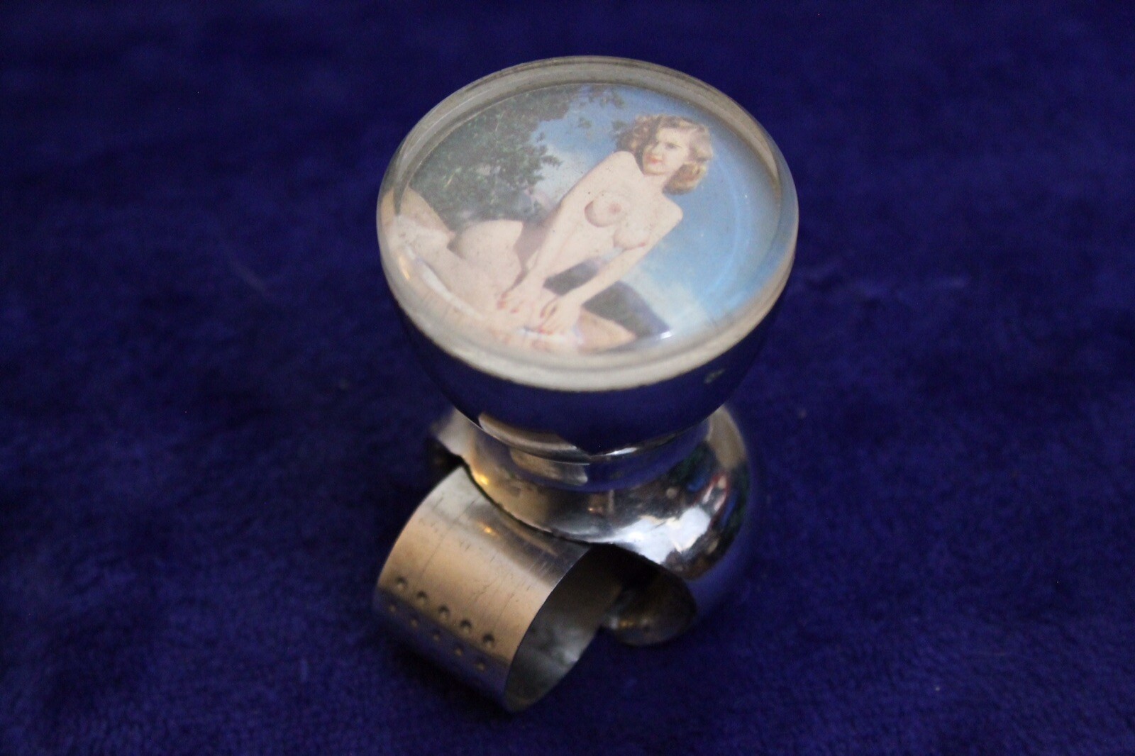 Vintage Chrome Nude Pinup Girl Steering Wheel Knob Spinner Knob Suicide