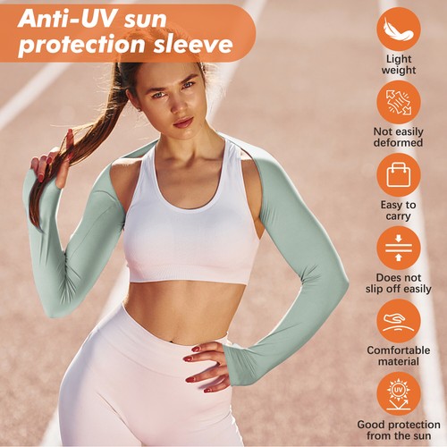 Women Cooling Shawl Arm Sleeve with Finger Hole,Comfortable, Breathable, Anti-UV - Picture 18 of 62