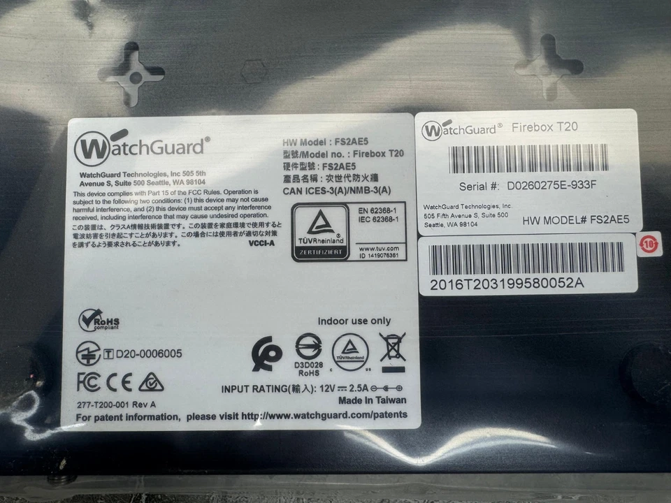 WatchGuard Firebox T20 FS2AE5 Network Security/Firewall Appliance - Image 3 of 3