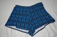 Womens Shorts ROYAL BLUE BLACK ABSTRACT PRINT Rayon CASUAL Elast Wst 3X 22-24