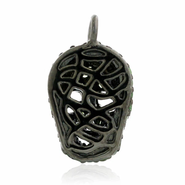 Dije calavera granate tsavorita colgante plata de ley 925 joyería regalo para mujer Foto 2 de 4