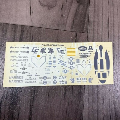 Testors Decals F/A-18D Hornet Decalbogen Maßstab 1:72 662