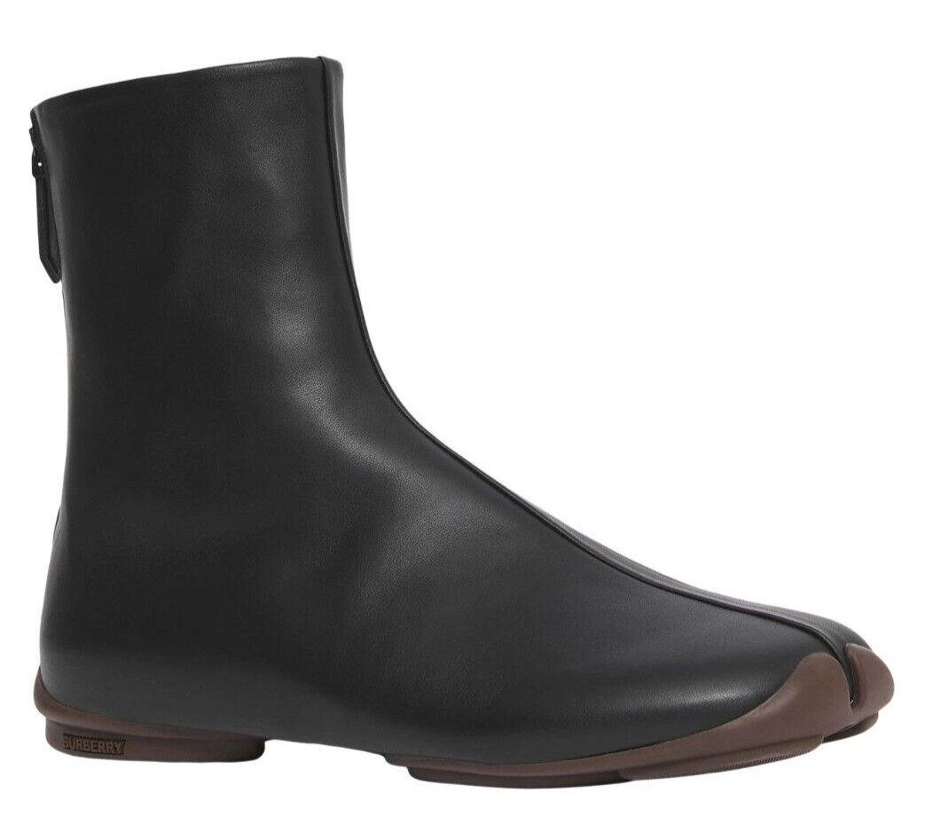 Burberry Mens Runway Back Zip Leather Ankle Boots Black Size 45 US 12 - Italy 80390₽