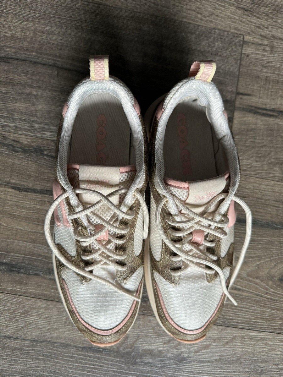 Coach Women C275 Sig Tech Runner Khaki Light Pink C1071+box 9 B