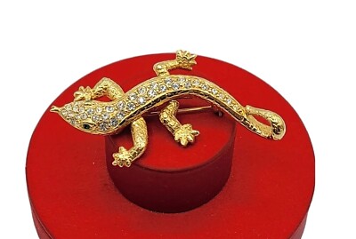VTG PIN BROOCH SWAROVSKI LIZARD ARTICULATED LEGS SIGNED SWAN CRYSTALS ...