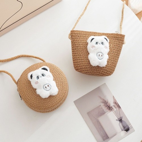 Mini Straw Bag Cute Animal Straw Crossbody Bag Fashion Kids Crossbody Purse - Picture 15 of 17