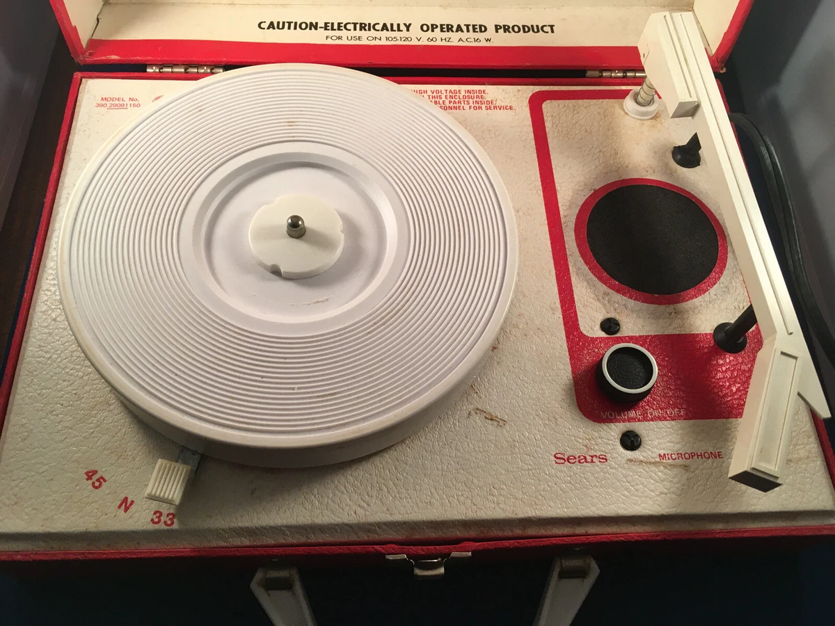 Vintage Sears Portable Record Player Suitcase Turntable Sing Along