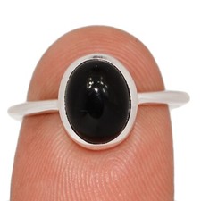 Black Onyx - Brazil 925 Sterling Silver Ring Jewelry s.7 CR71891